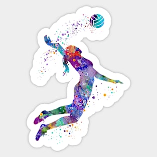 Volleyball Girl Watercolor Painting Art Print Sports Gifts Sticker